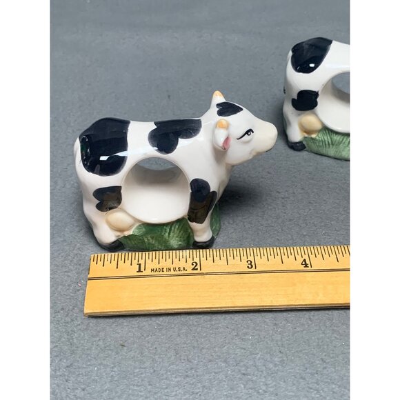 Cow Napkin Holder Ring Set of 4 Ceramic Vintage Farmhouse Decor - Picture 16 of 16